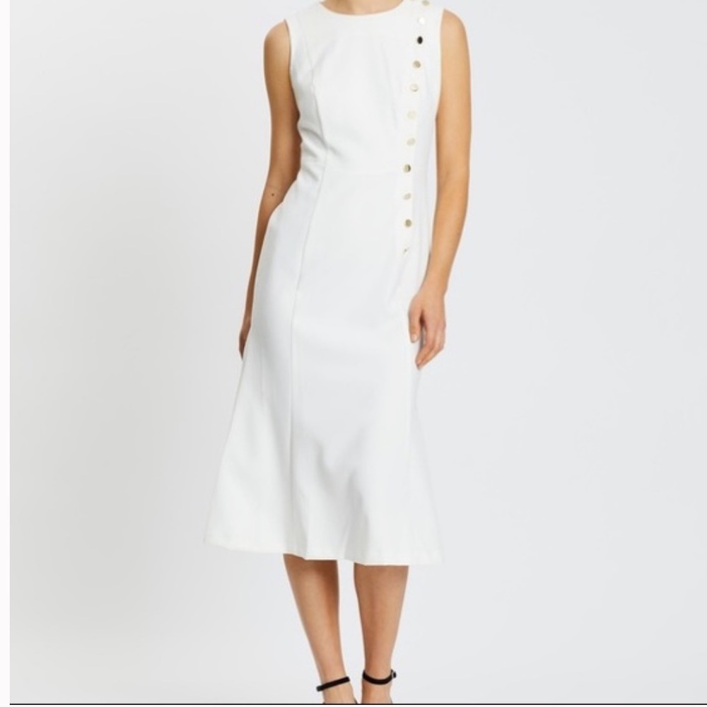 Banana Republic Buttoned Midi Dress, Warm White